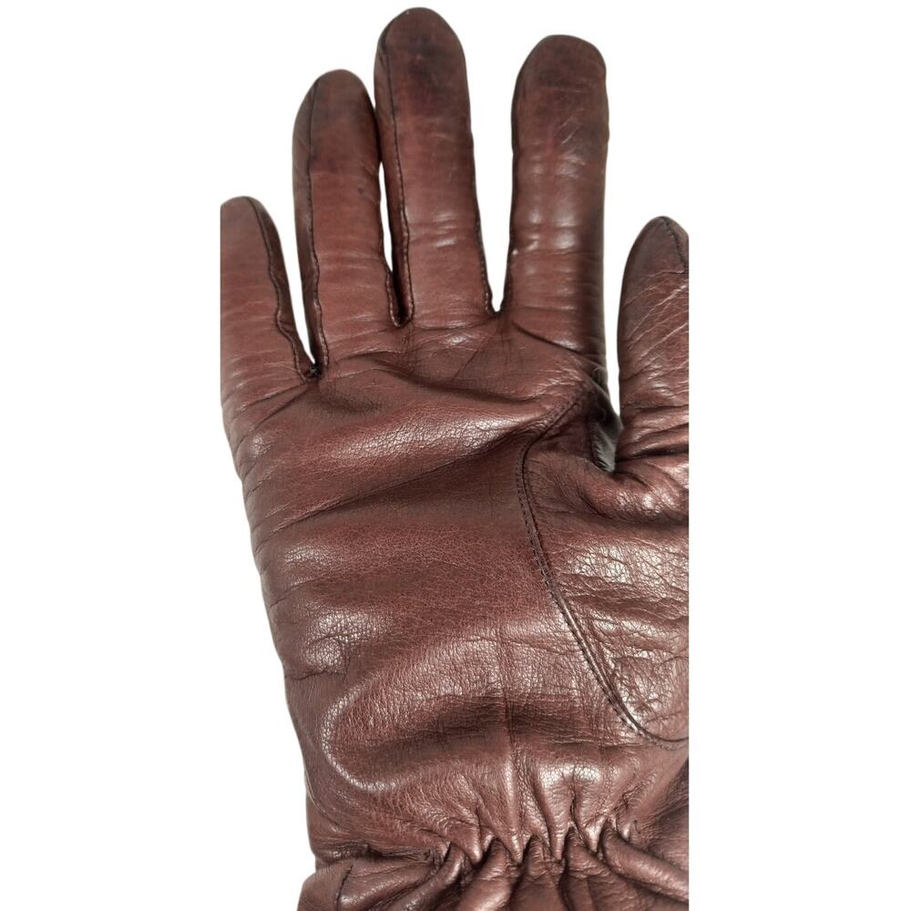 Vintage Aris Leather Gloves 100% Wool Lined Brown Winter Driving Size 8 Heritage - Picture 7 of 10